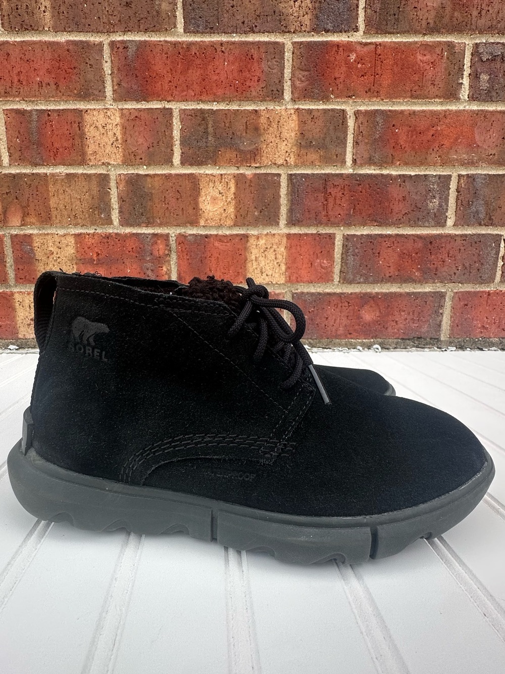 Sorel Booties Black Suede Lace-Up Chukka Boots Fleece Waterproof Shoes Outdoors